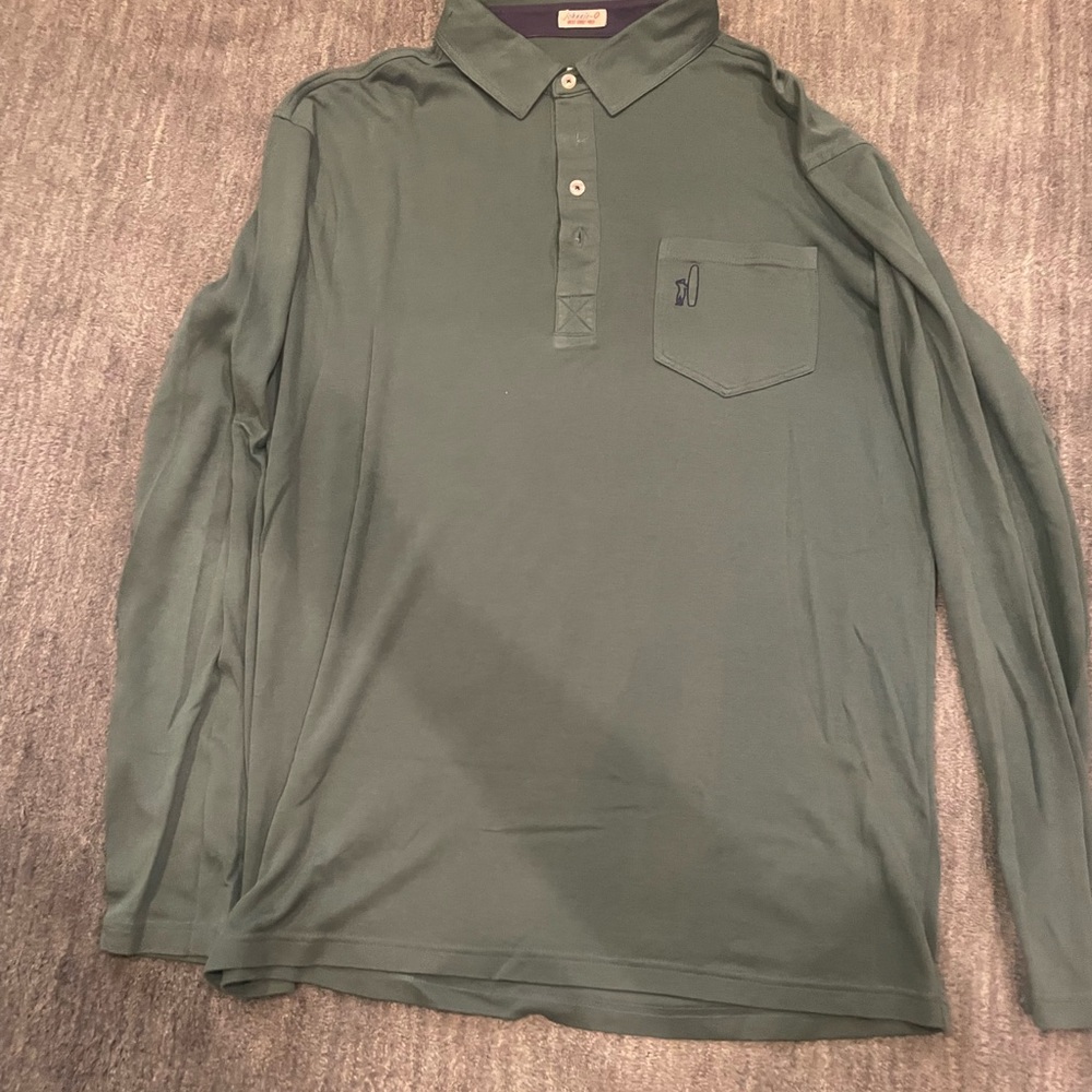 Johnnie-O long sleeve polo green in large